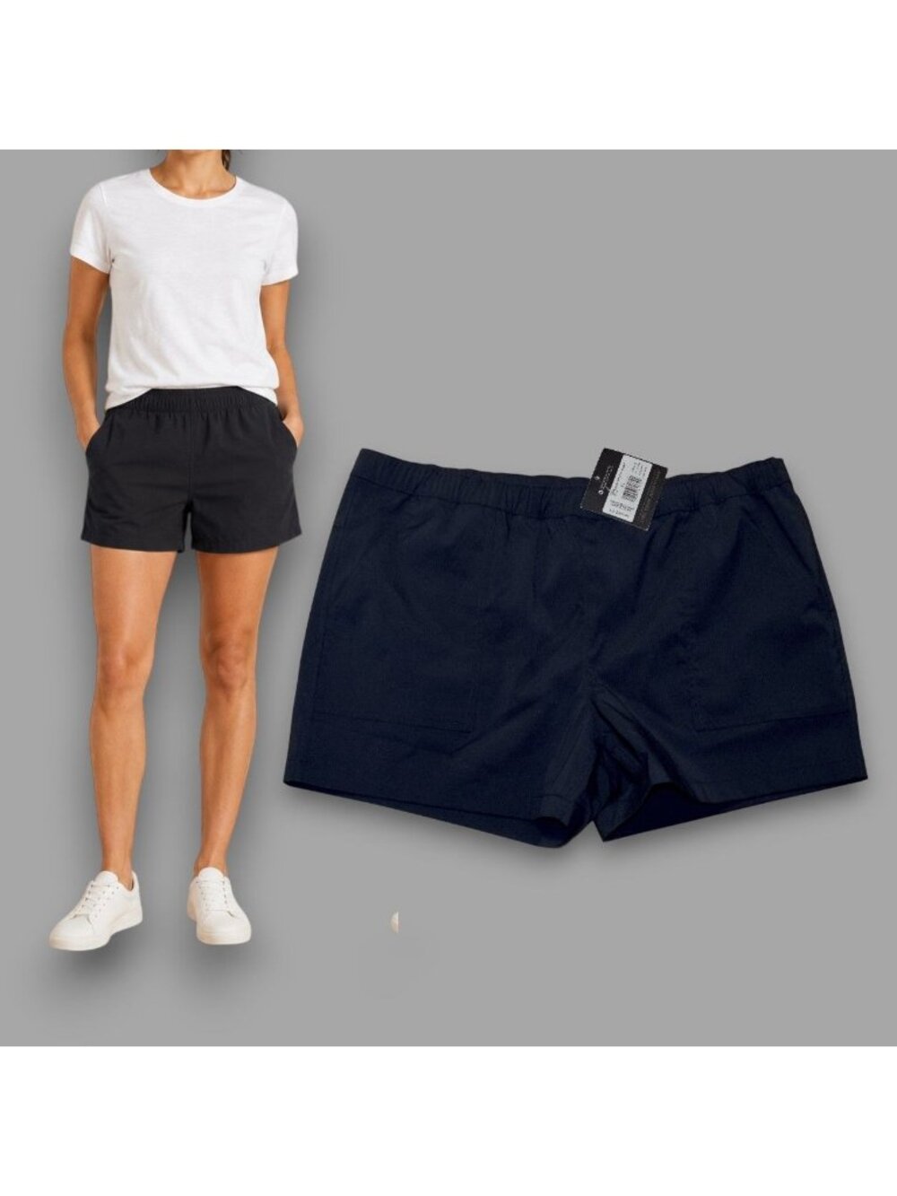 New w Tags! Eddie Bauer Women's Sz XL WR Rainier Ripstop Shorts Black